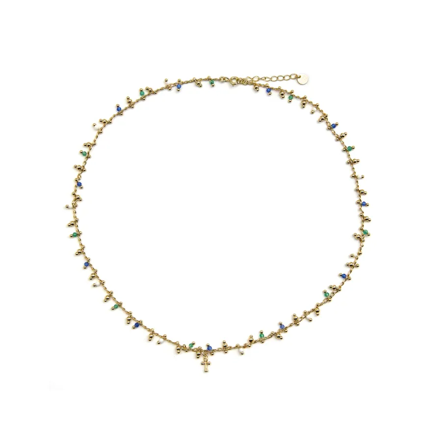 Collar de Plata de Ley 925 y Cristal Multicolor acabado oro 18k - Kalau
