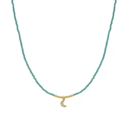 Collar de Plata de Ley 925 y Cristal Verde acabado en oro amarillo 18K - Luna