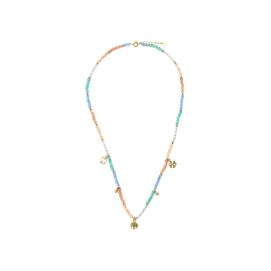 Collar de Plata de Ley 925 y Cristal Multicolor acabado oro amarillo de 18k - Kedril
