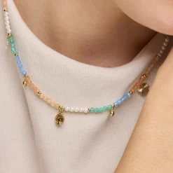 Collar de Plata de Ley 925 y Cristal Multicolor acabado oro amarillo de 18k - Kedril