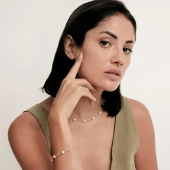 Collar de Plata de Ley 925 y Circonita Brillante acabado en oro amarillo 18k - Hilnio