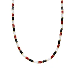 Collar de Plata de Ley 925 y Coral acabado oro amarillo de 18k - Siraba