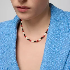 Collar de Plata de Ley 925 y Coral acabado oro amarillo de 18k - Siraba