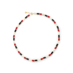 Collar de Plata de Ley 925 y Coral acabado oro amarillo de 18k - Siraba
