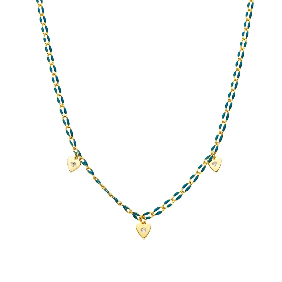 Collar de Plata de Ley 925 y Lacado Azul acabado oro amarillo de 18k - Drukya
