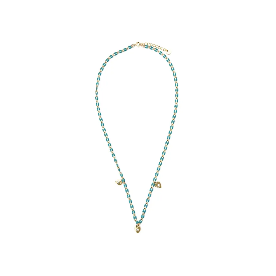 Collar de Plata de Ley 925 y Lacado Azul acabado oro amarillo de 18k - Drukya