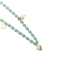 Collar de Plata de Ley 925 y Lacado Azul acabado oro amarillo de 18k - Drukya
