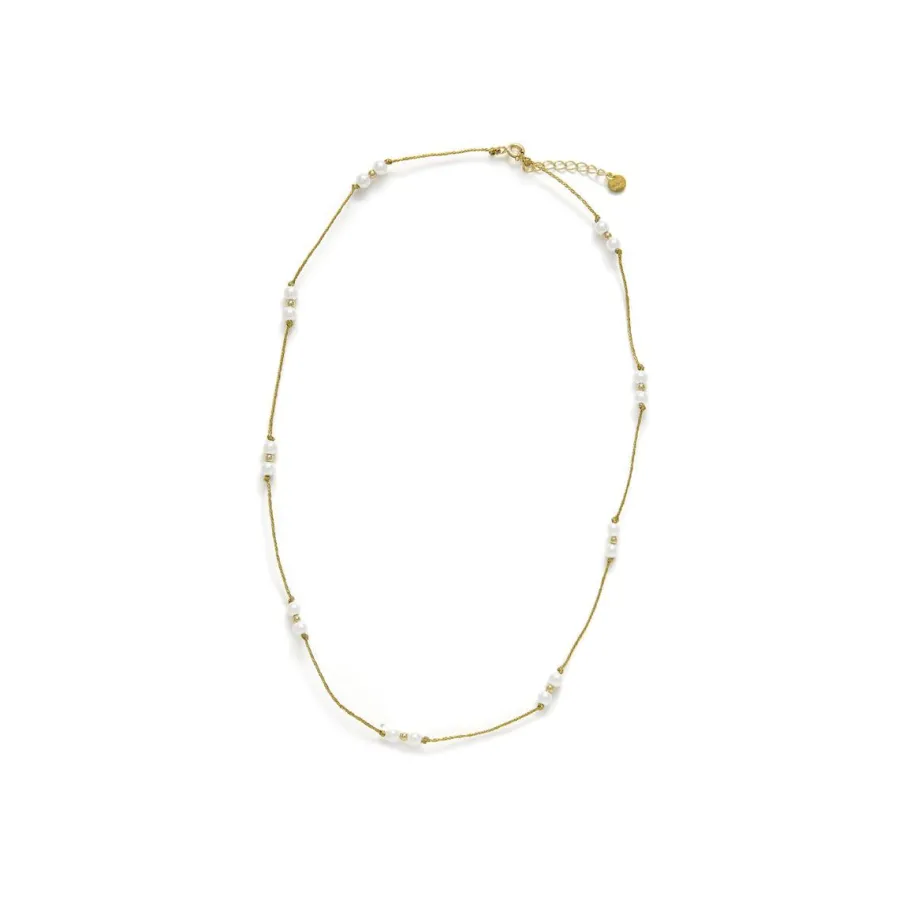Collar de Plata de Ley 925 y Perla Blanca acabado en oro amarillo 18k - Deusu