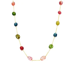 Collar de Plata de Ley 925 y Multicolor Piedra Natural acabado oro amarillo de 18k - Refus