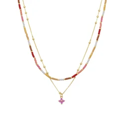 Collar de Plata de Ley 925 y Cristal Multicolor acabado en oro amarillo de 18k - Oru