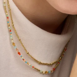 Collar de Plata de Ley 925 y Cristal Multicolor acabado oro amarillo de 18k - Guth