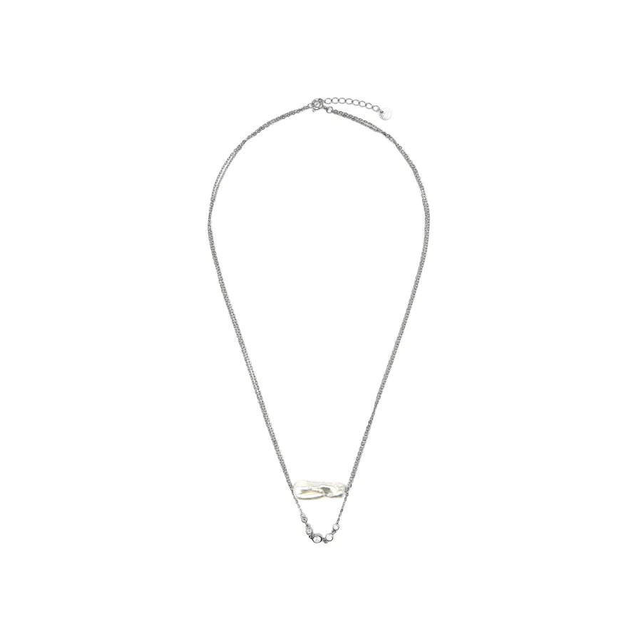 Collar de Plata de Ley 925 y Perla Blanca acabado rodio - Danysda
