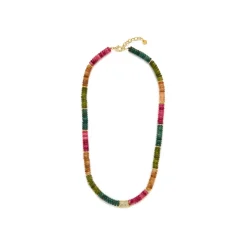 Collar de Plata de Ley 925 y Turmalina Multicolor acabado en oro amarillo 18k - Megro