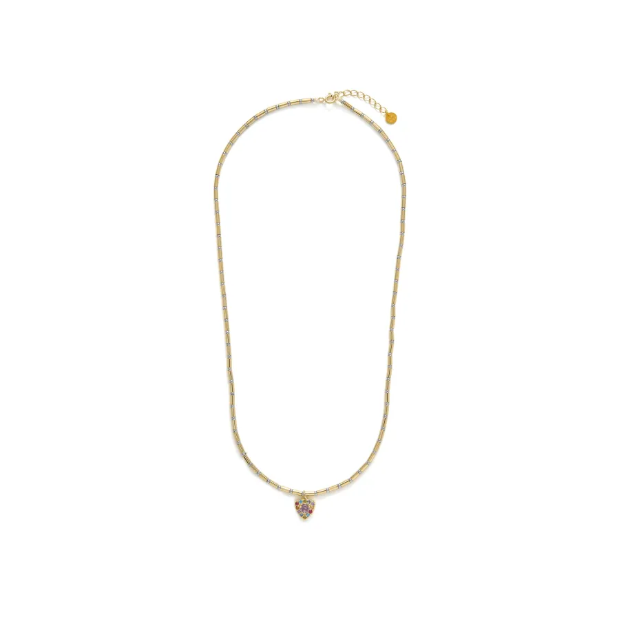 Collar de Plata de Ley 925 y Circonita Multicolor acabado en oro amarillo 18k - Aldra