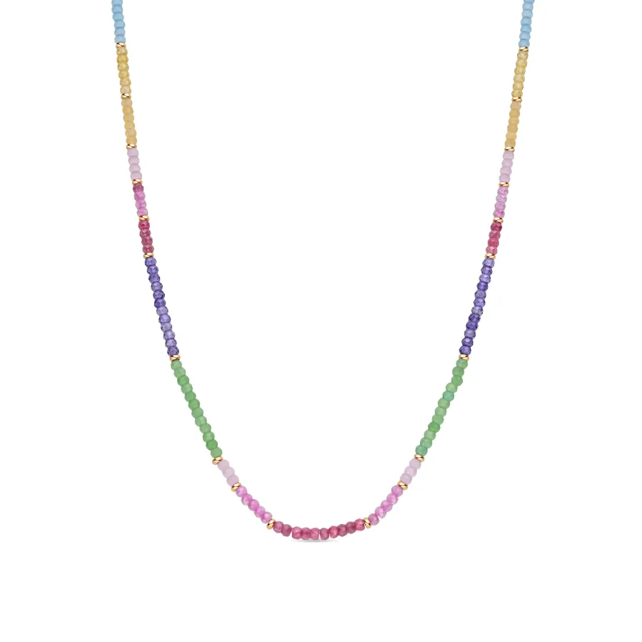 Collar de Plata de Ley 925 y Circonita Multicolor acabado en oro amarillo de 18k - Zograx