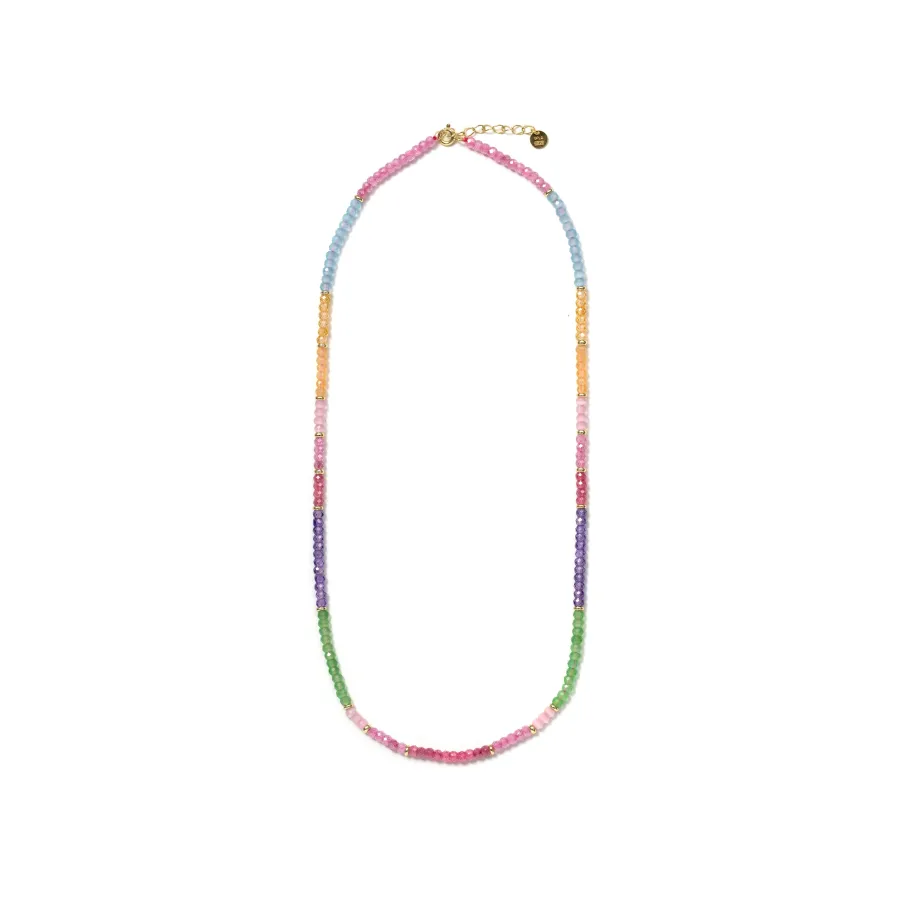 Collar de Plata de Ley 925 y Circonita Multicolor acabado en oro amarillo de 18k - Zograx