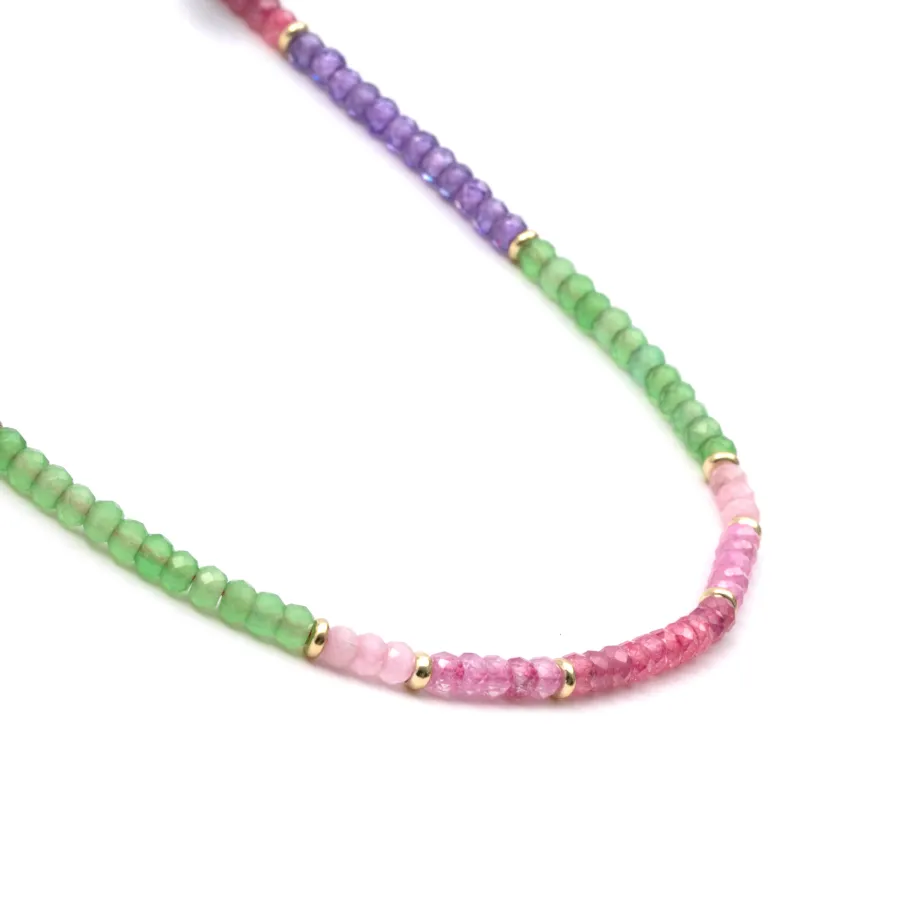 Collar de Plata de Ley 925 y Circonita Multicolor acabado en oro amarillo de 18k - Zograx
