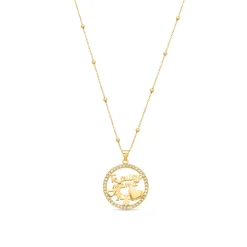 Collar de Plata de Ley 925 y Circonita Brillante acabado oro amarillo de 18k - Mama