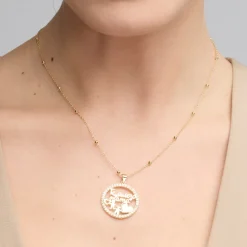 Collar de Plata de Ley 925 y Circonita Brillante acabado oro amarillo de 18k - Mama