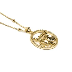 Collar de Plata de Ley 925 y Circonita Brillante acabado oro amarillo de 18k - Mama