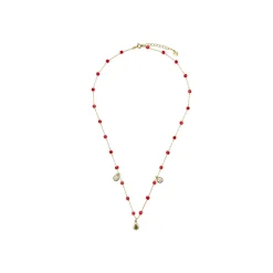Collar de Plata de Ley 925 y Cristal Rojo acabado oro amarillo de 18k - Kirrio