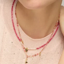 Collar de Plata de Ley 925 y Perla Blanca acabado oro amarillo de 18k - Gama
