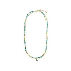 Collar de Plata de Ley 925 y Cristal Verde acabado en oro amarillo de 18k - Likil