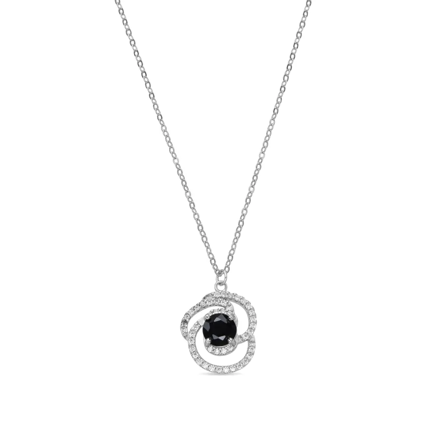 Collar de Plata de Ley 925 y Circonita Onix acabado rodio - Tyve