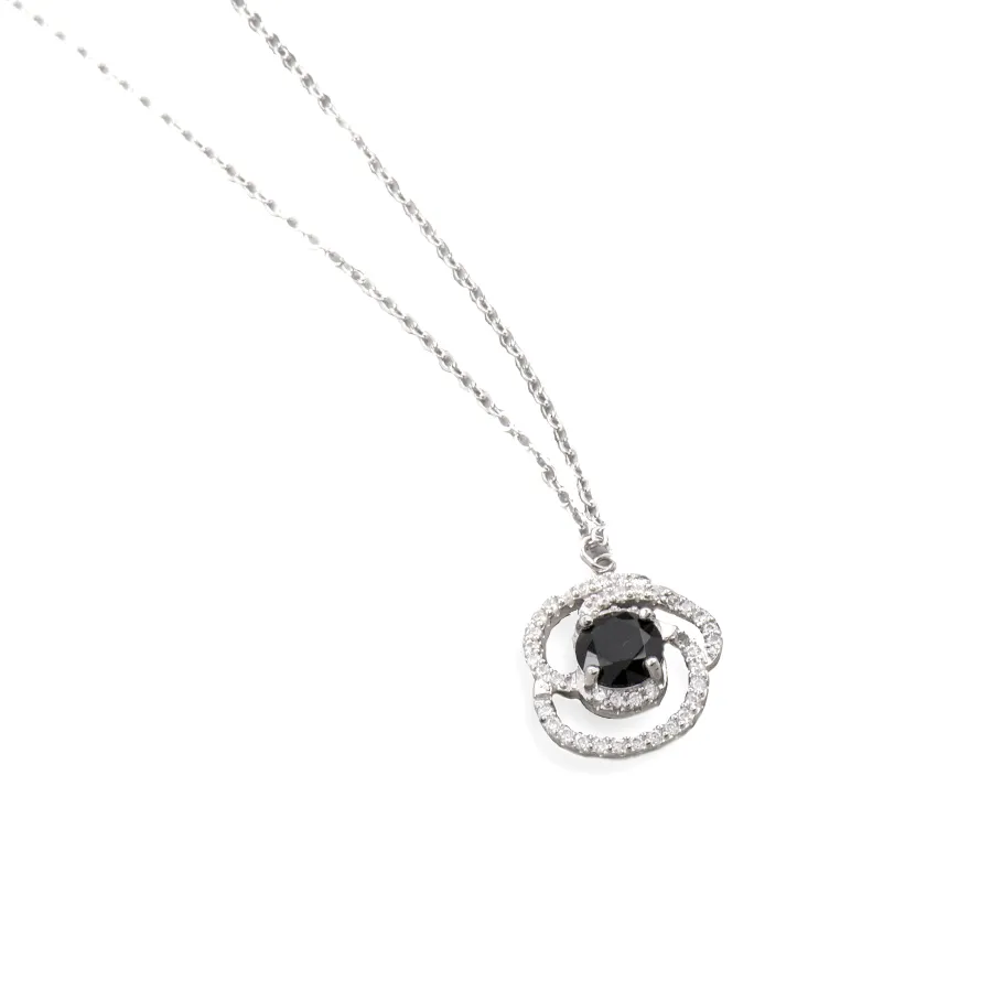 Collar de Plata de Ley 925 y Circonita Onix acabado rodio - Tyve