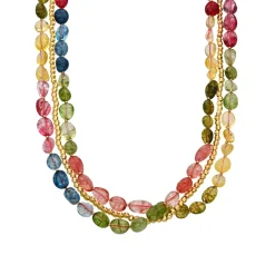 Collar de Plata de Ley 925 y Cristal Multicolor acabado oro 18k - Xiua
