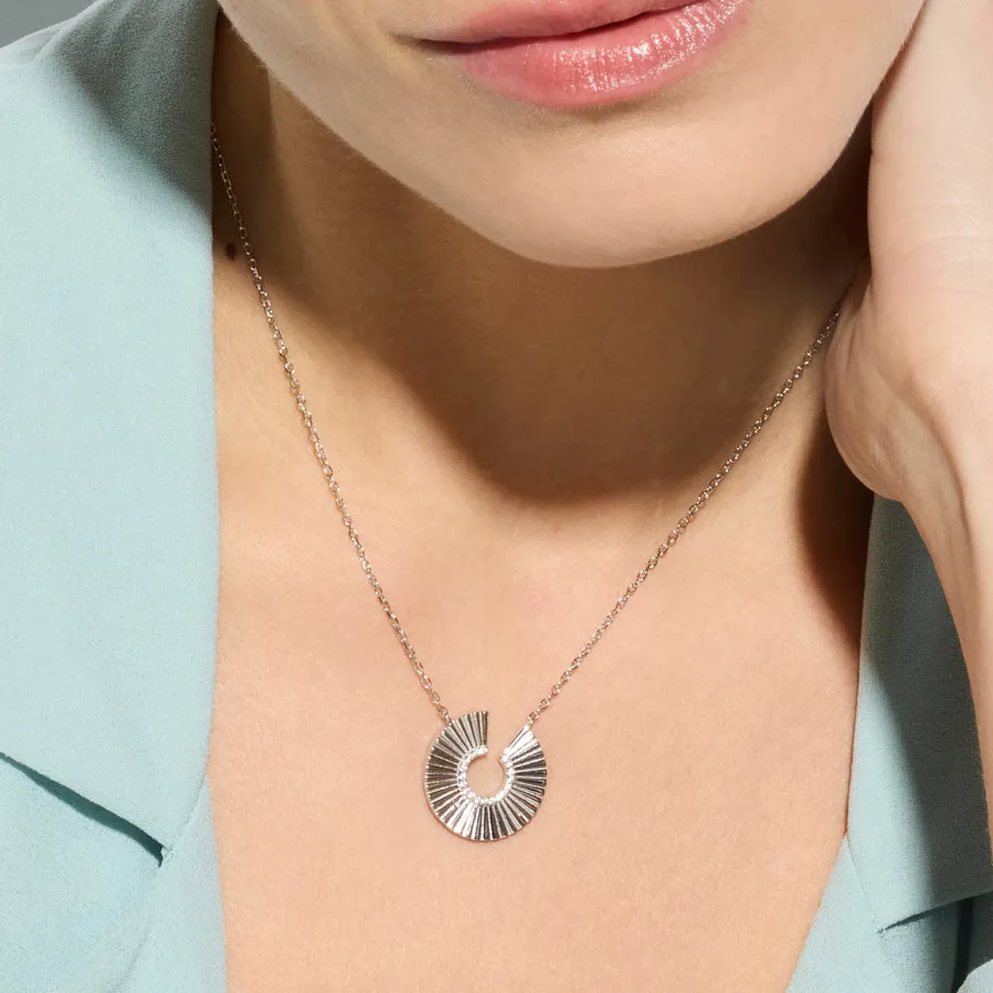 Collar de Plata de Ley 925 y Circonita Brillante acabado rodio - Dragi