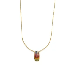 Collar de Plata de Ley 925 y Circonita Multicolor acabado en oro amarillo 18k - Pilmad