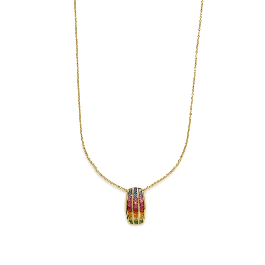 Collar de Plata de Ley 925 y Circonita Multicolor acabado en oro amarillo 18k - Pilmad