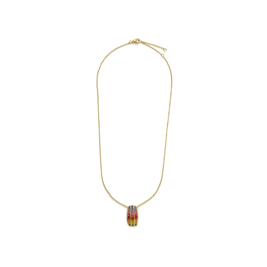 Collar de Plata de Ley 925 y Circonita Multicolor acabado en oro amarillo 18k - Pilmad
