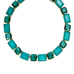 Collar de Plata de Ley 925 y Cuarzo Hidrotermal Verde Paraiba acabado oro amarillo de 18k - Lindrak