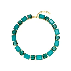 Collar de Plata de Ley 925 y Cuarzo Hidrotermal Verde Paraiba acabado oro amarillo de 18k - Lindrak
