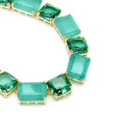 Collar de Plata de Ley 925 y Cuarzo Hidrotermal Verde Paraiba acabado oro amarillo de 18k - Lindrak
