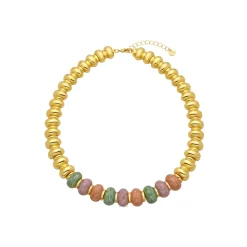 Collar Ismaly de Resina Violeta acabado oro amarillo de 18k