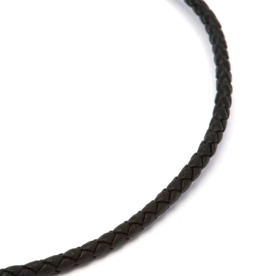 Cordón de cuero negro de 42cm + 3 de extensión acabado en oro amarillo de 18k - Jawsa