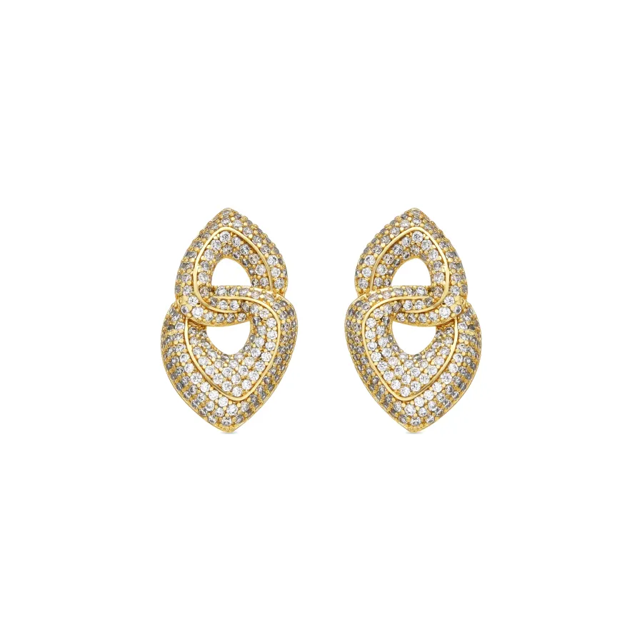 Pendientes acabado oro amarillo de 18k y Circonita Brillante - Goyio