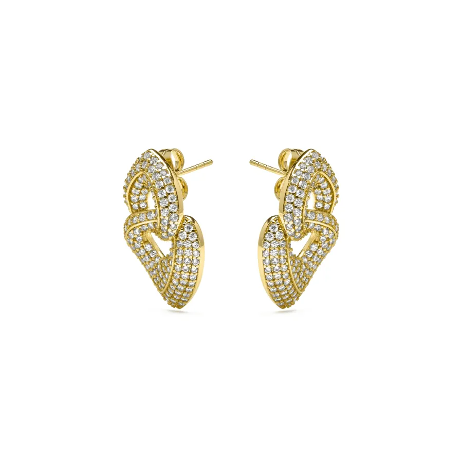 Pendientes acabado oro amarillo de 18k y Circonita Brillante - Goyio