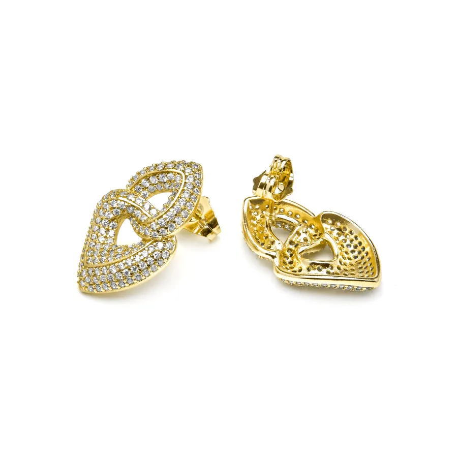 Pendientes acabado oro amarillo de 18k y Circonita Brillante - Goyio