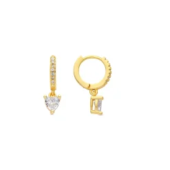 Pendientes acabado oro amarillo de 18k y Circonita Brillante - Drasa