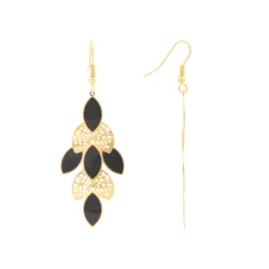 Pendientes acabado oro amarillo de 18k y Lacado Negro - Zamku