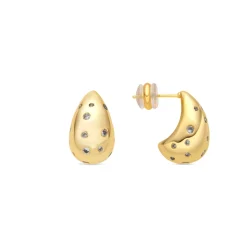 Pendientes acabado oro amarillo de 18k y Circonita Brillante - Obow