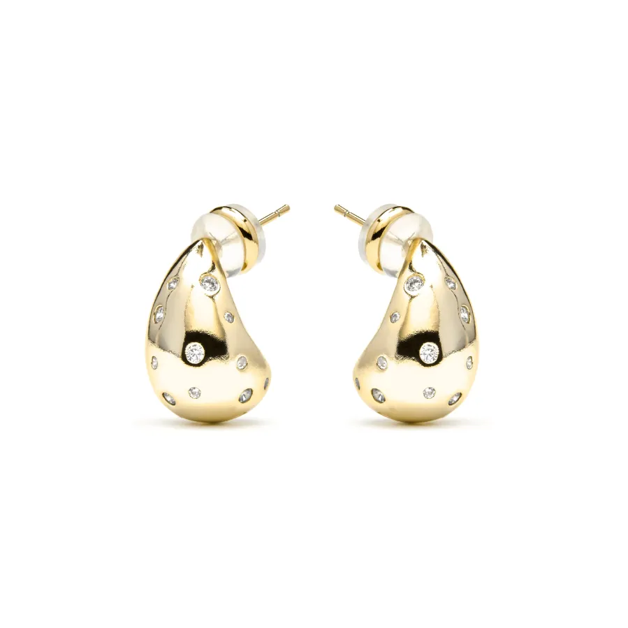 Pendientes acabado oro amarillo de 18k y Circonita Brillante - Obow