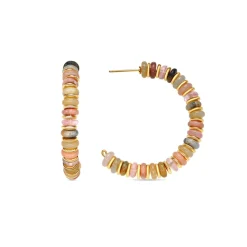 Pendientes acabado oro amarillo de 18k y Multicolor Piedra Natural - Onisu