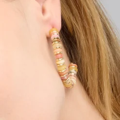 Pendientes acabado oro amarillo de 18k y Multicolor Piedra Natural - Onisu