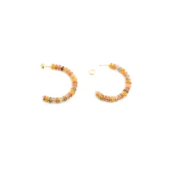 Pendientes acabado oro amarillo de 18k y Multicolor Piedra Natural - Onisu