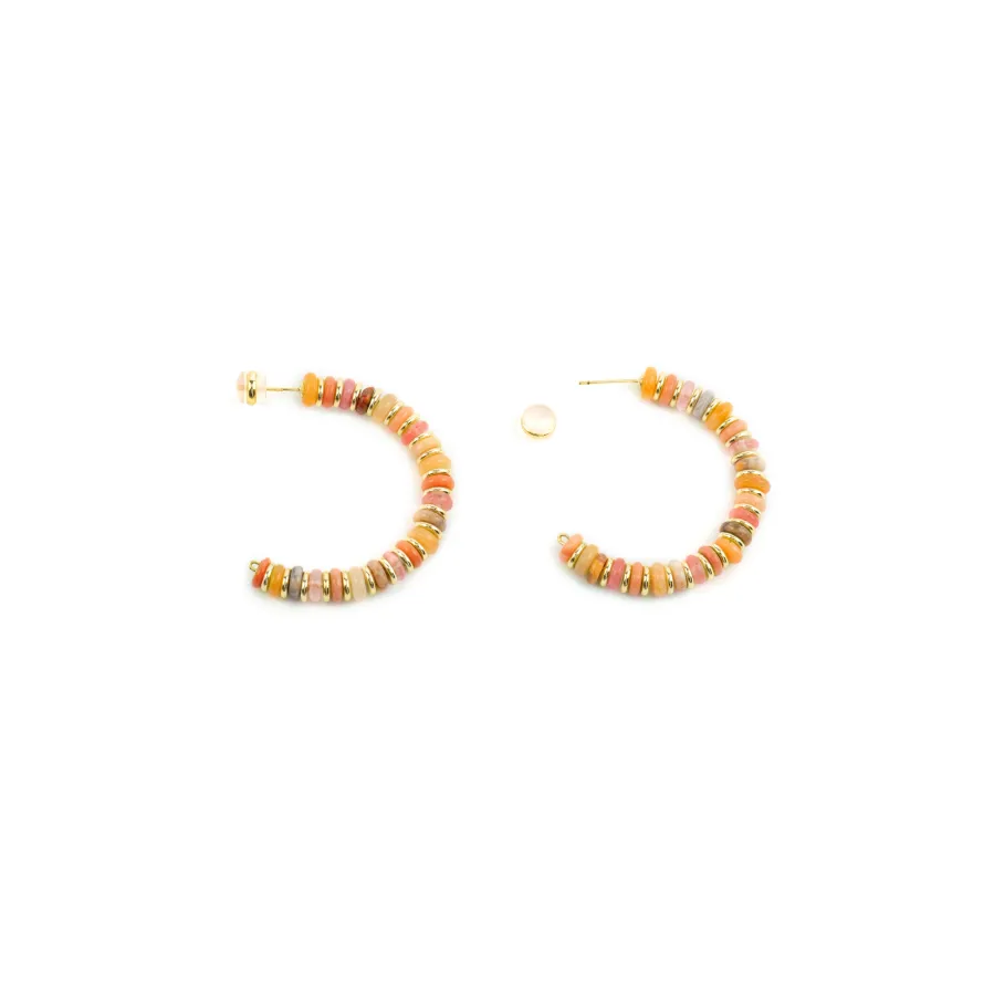 Pendientes acabado oro amarillo de 18k y Multicolor Piedra Natural - Onisu